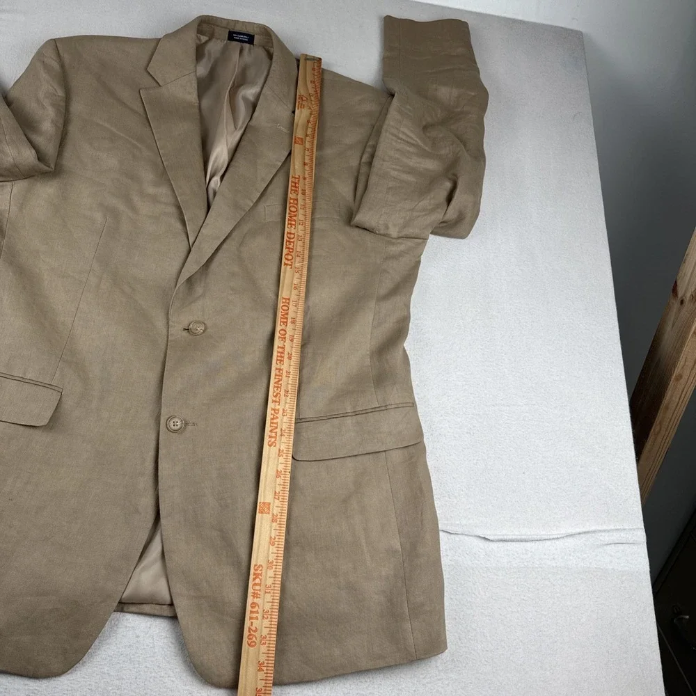 Saddlebred Mens Tan 100% Linen Blazer Sport Coat 46L lightweight Breathable